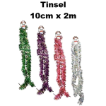 Christmas Garland Tinsel 10cm x 2m Assorted